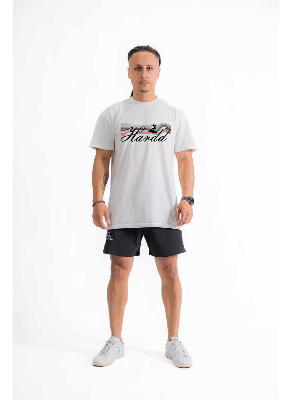 camiseta oversized branca surf hardd costas